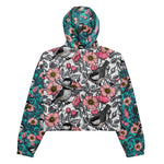 Women’s cropped windbreaker Chickadees in the Wild Rose Summer Rose Women's Cropped Windbreaker
