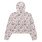 Women’s cropped windbreaker Classic Pink & Gray Pattern Flowers Summer Rose Women's Cropped Windbreaker