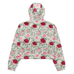 Women’s cropped windbreaker Classy Floral Pattern Pink Rose Garden Summer Rose Women's Cropped Windbreaker