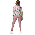 Women’s cropped windbreaker Classy Floral Pattern Pink Rose Garden Summer Rose Women's Cropped Windbreaker