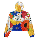 Women’s cropped windbreaker Colorful Spring Floral Summer Rose Women's Cropped Windbreaker