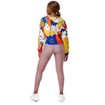 Women’s cropped windbreaker Colorful Spring Floral Summer Rose Women's Cropped Windbreaker