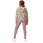 Women’s cropped windbreaker Cream blush Roses Spring Floral Summer Rose Women's Cropped Windbreaker