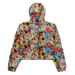 Women’s cropped windbreaker Colorful Vintage Floral Tissue Summer Rose Women's Cropped Windbreaker