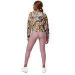 Women’s cropped windbreaker Colorful Vintage Floral Tissue Summer Rose Women's Cropped Windbreaker