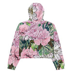Women’s cropped windbreaker Cute Girly Blush Pink and White Floral Summer Rose Women's Cropped Windbreaker