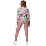Women’s cropped windbreaker Cute Girly Blush Pink and White Floral Summer Rose Women's Cropped Windbreaker