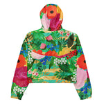Women’s cropped windbreaker Cute Watercolor Red & Yellow Floral Biscay Summer Rose Women's Cropped Windbreaker