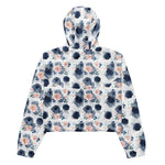 Women’s cropped windbreaker Dusty Blue and Blush Pink Flowers Summer Rose Women's Cropped Windbreaker