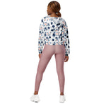 Women’s cropped windbreaker Dusty Blue and Blush Pink Flowers Summer Rose Women's Cropped Windbreaker