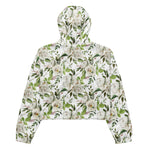 Women’s cropped windbreaker Elegant Antique White Rose Botanical Pattern Summer Rose Women's Cropped Windbreaker