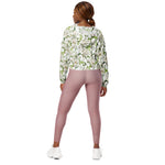 Women’s cropped windbreaker Elegant Antique White Rose Botanical Pattern Summer Rose Women's Cropped Windbreaker