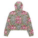 Women’s cropped windbreaker Elegant Leopard and Rose Floral Summer Rose Women's Cropped Windbreaker