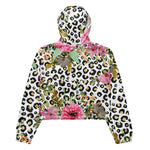 Women’s cropped windbreaker Elegant leopard print and floral Summer Rose Women's Cropped Windbreaker