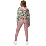 Women’s cropped windbreaker Elegant leopard print and floral Summer Rose Women's Cropped Windbreaker