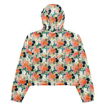 Women’s cropped windbreaker Elegant Pink Blue & Orange Floral Watercolor Summer Rose Women's Cropped Windbreaker