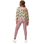 Women’s cropped windbreaker Elegant Pink Blue & Orange Floral Watercolor Summer Rose Women's Cropped Windbreaker