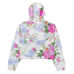 Women’s cropped windbreaker Elegant Pink Roses Watercolor Floral Pattern Summer Rose Women's Cropped Windbreaker