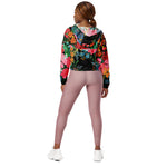 Women’s cropped windbreaker Elegant Pink watercolor Floral Bouquet Summer Rose Women's Cropped Windbreaker