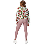 Women’s cropped windbreaker Elegant Red Roses Floral Flowers Summer Rose Women's Cropped Windbreaker