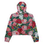 Women’s cropped windbreaker Elegant Victorian Watercolor Red and Pink Roses Summer Rose Women's Cropped Windbreaker