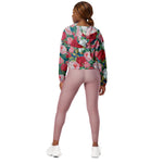 Women’s cropped windbreaker Elegant Victorian Watercolor Red and Pink Roses Summer Rose Women's Cropped Windbreaker