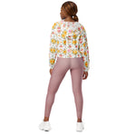 Women’s cropped windbreaker Fashion Watercolor Floral Rose Yellow and Pink Summer Rose Women's Cropped Windbreaker