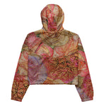 Women’s cropped windbreaker Field of Roses Gold Highlights Summer Rose Women's Cropped Windbreaker