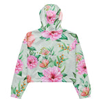 Women’s cropped windbreaker Floral Pattern Flower Summer Rose Women's Cropped Windbreaker