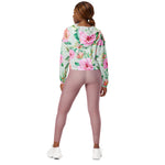 Women’s cropped windbreaker Floral Pattern Flower Summer Rose Women's Cropped Windbreaker