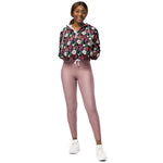 Women’s cropped windbreaker Beautiful Floral Flowers Pattern Summer Rose Women's Cropped Windbreaker