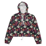 Women’s cropped windbreaker Beautiful Floral Flowers Pattern Summer Rose Women's Cropped Windbreaker