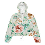 Women’s cropped windbreaker Beautiful Flowers Floral Pattern Summer Rose Women's Cropped Windbreaker