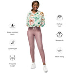 Women’s cropped windbreaker Beautiful Flowers Floral Pattern Summer Rose Women's Cropped Windbreaker