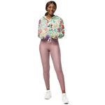 Women’s cropped windbreaker Beautiful Pink Roses Floral Summer Rose Women's Cropped Windbreaker