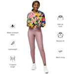 Women’s cropped windbreaker Beautiful Summer Flowers with Roses Floral Summer Rose Women's Cropped Windbreaker