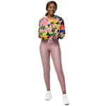 Women’s cropped windbreaker Beautiful Summer Flowers with Roses Floral Summer Rose Women's Cropped Windbreaker