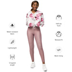 Women’s cropped windbreaker Blush Pink Romantic Watercolor Roses Summer Rose Women's Cropped Windbreaker