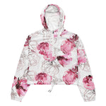 Women’s cropped windbreaker Blush Pink Romantic Watercolor Roses Summer Rose Women's Cropped Windbreaker