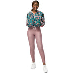 Women’s cropped windbreaker Chickadees in the Wild Rose Summer Rose Women's Cropped Windbreaker
