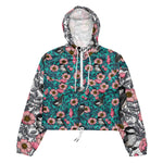 Women’s cropped windbreaker Chickadees in the Wild Rose Summer Rose Women's Cropped Windbreaker