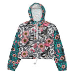 Women’s cropped windbreaker Chickadees in the Wild Rose Summer Rose Women's Cropped Windbreaker