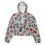 Women’s cropped windbreaker Christmas Roses Berries Floral Summer Rose Women's Cropped Windbreaker