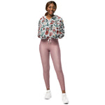 Women’s cropped windbreaker Christmas Roses Berries Floral Summer Rose Women's Cropped Windbreaker