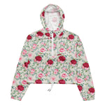 Women’s cropped windbreaker Classy Floral Pattern Pink Rose Garden Summer Rose Women's Cropped Windbreaker