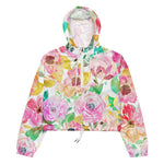 Women’s cropped windbreaker Classy Watercolor Rose Floral Summer Rose Women's Cropped Windbreaker