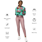 Women’s cropped windbreaker Colorful Roses & Flowers Garden Summer Rose Women's Cropped Windbreaker