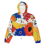 Women’s cropped windbreaker Colorful Spring Floral Summer Rose Women's Cropped Windbreaker
