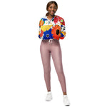 Women’s cropped windbreaker Colorful Spring Floral Summer Rose Women's Cropped Windbreaker