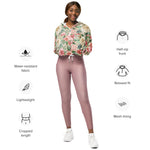 Women’s cropped windbreaker Cream blush Roses Spring Floral Summer Rose Women's Cropped Windbreaker